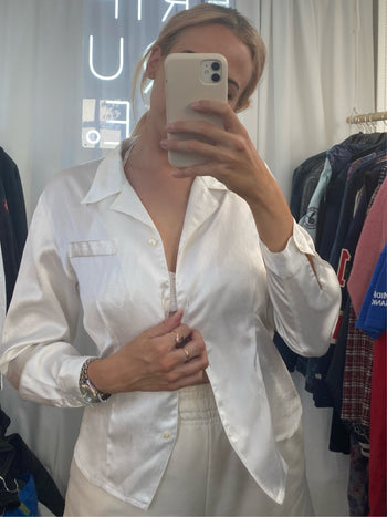 Chemise Vintage Blanche satinée S