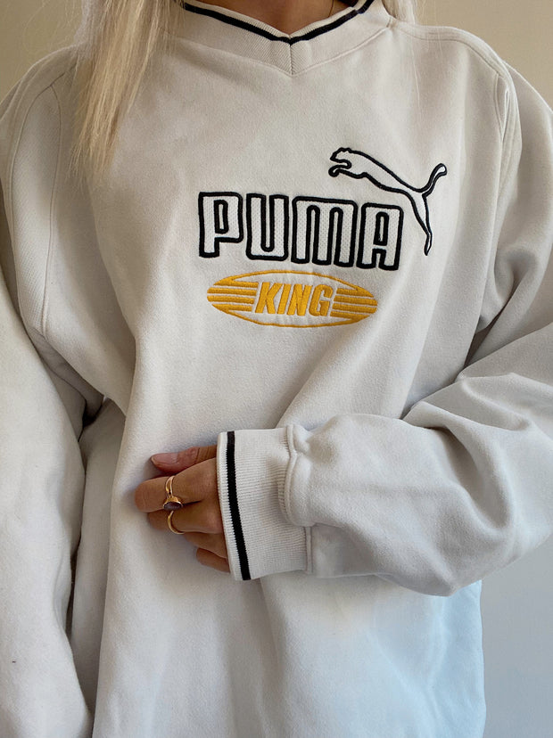 Vintage weißer Puma Pullover L