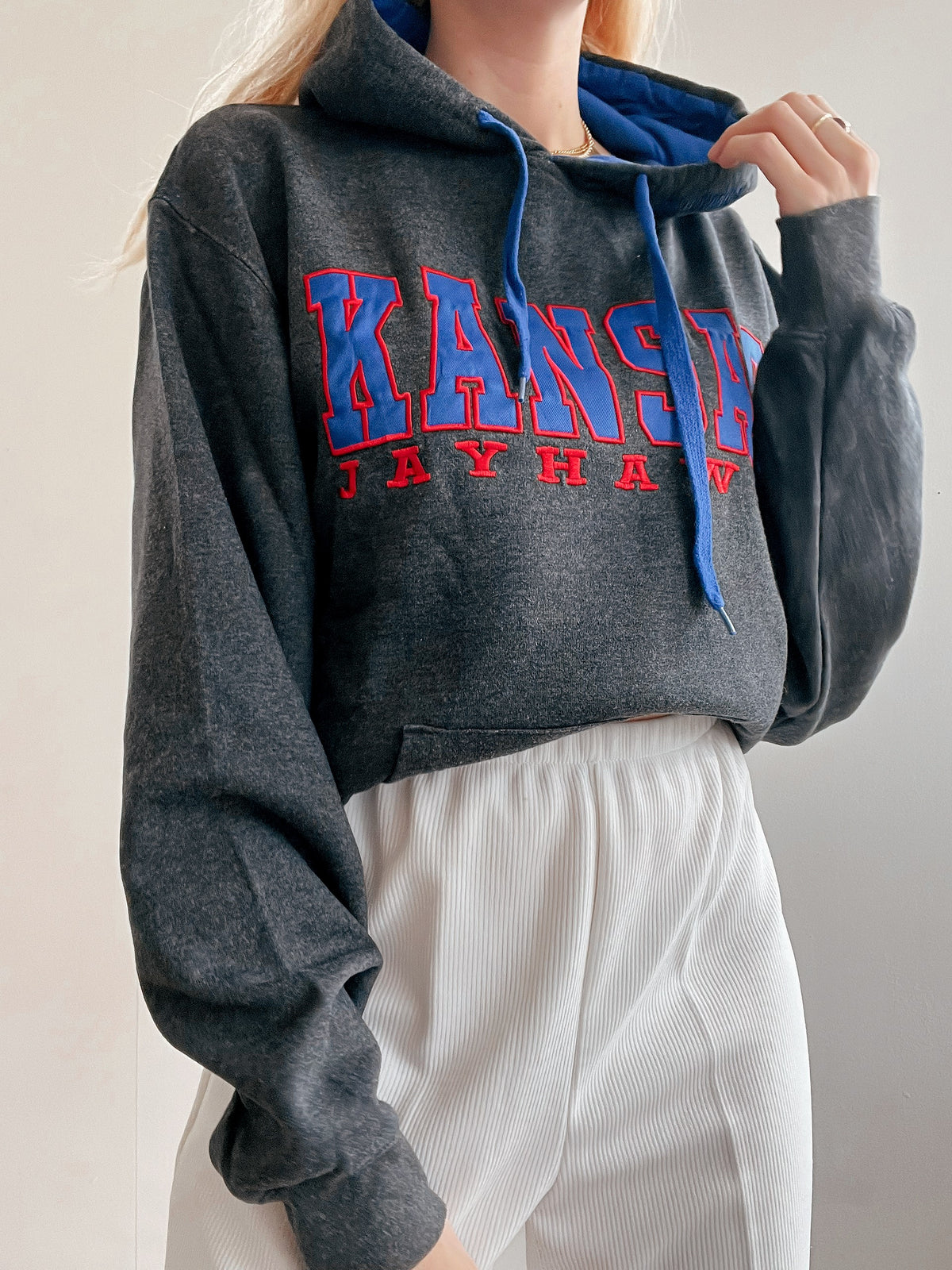 White and blue jacket with orange collar Adidas XL