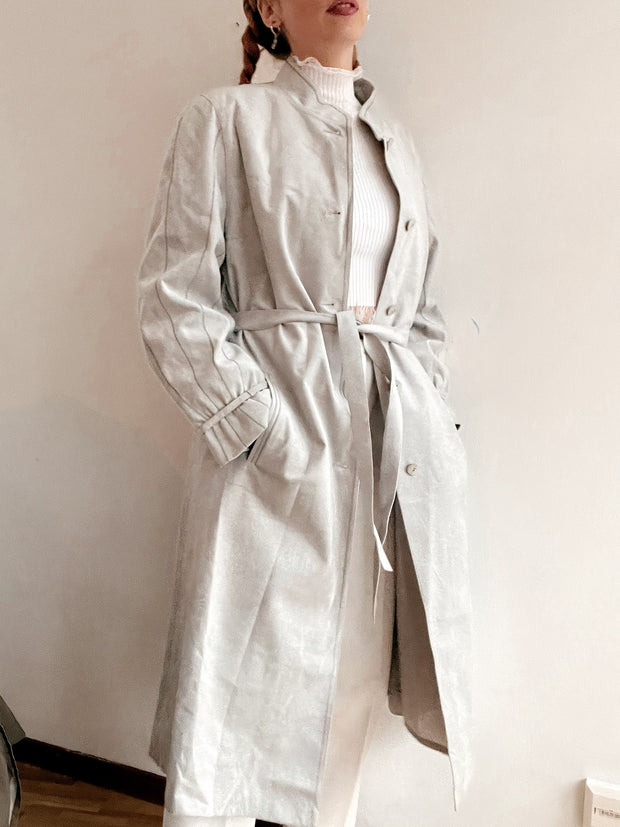 Trench coat vintage gris en daim S/M