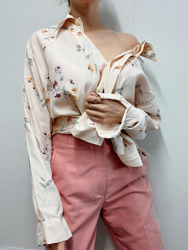 Chemise vintage 80’s 90’s beige à fleurs