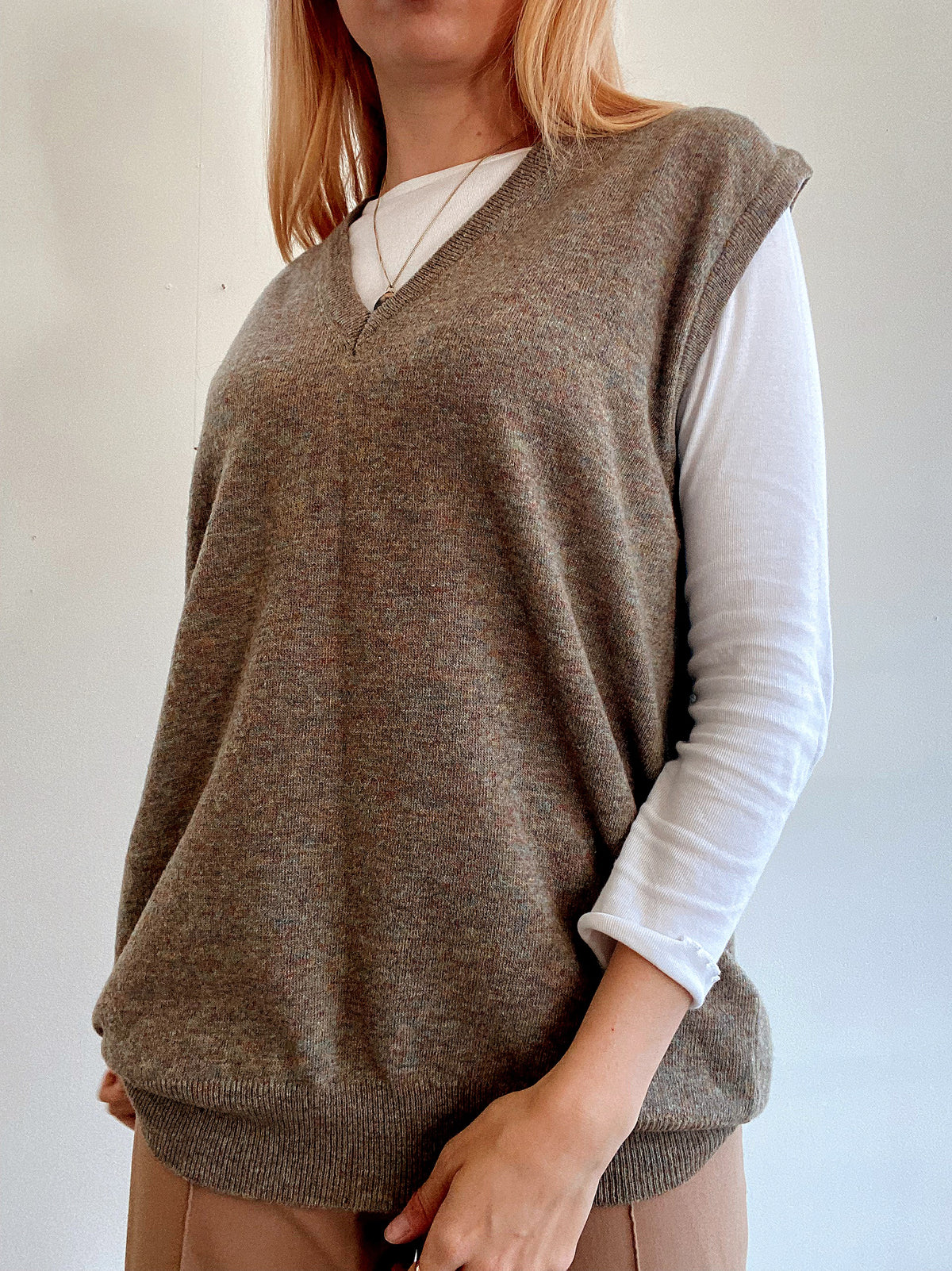 Gilet vintage sans manche beige