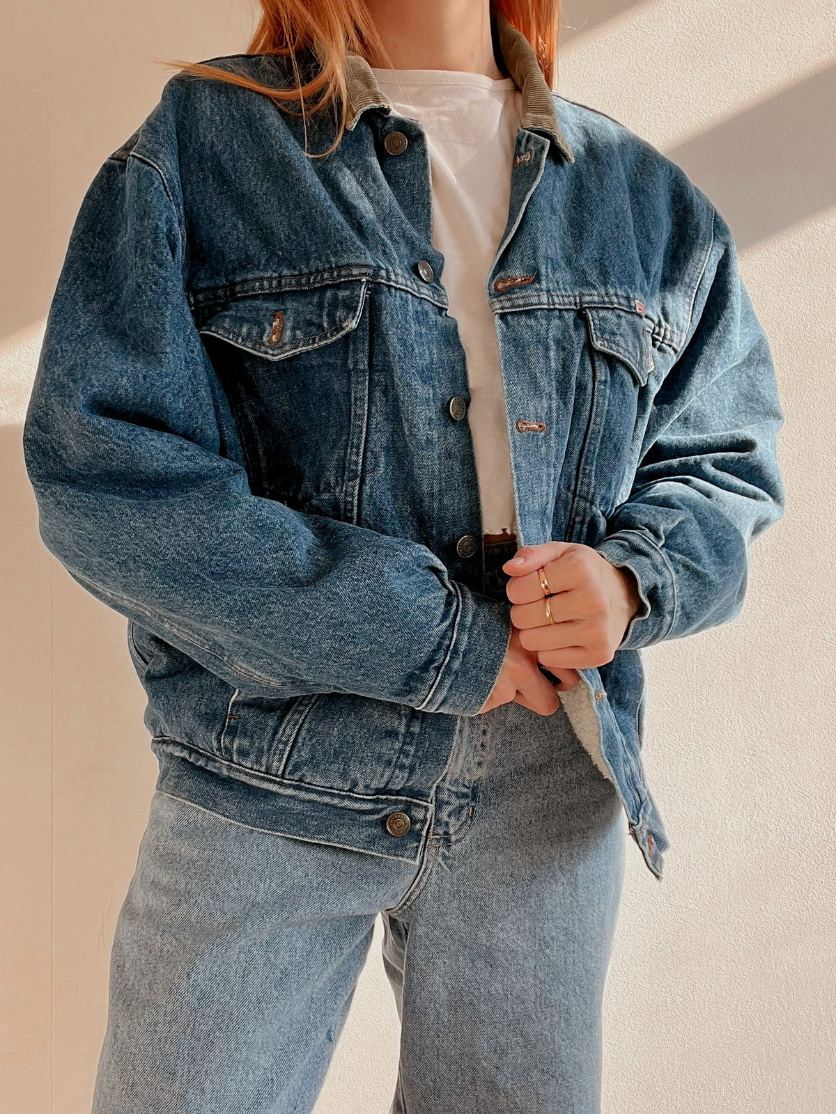 White and blue jacket with orange collar Adidas XL