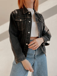 Vintage grau schwarze Jeansjacke S