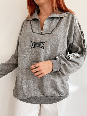 Pull vintage gris foncé avec zip L