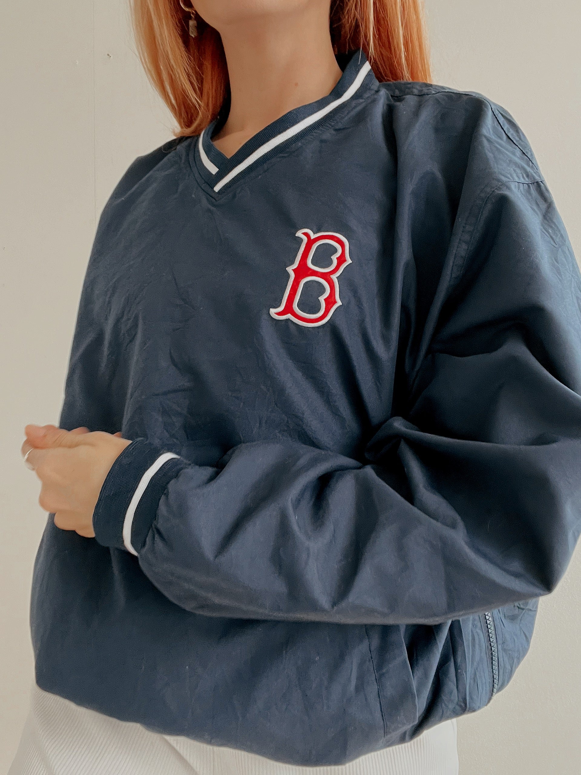 White and blue jacket with orange collar Adidas XL