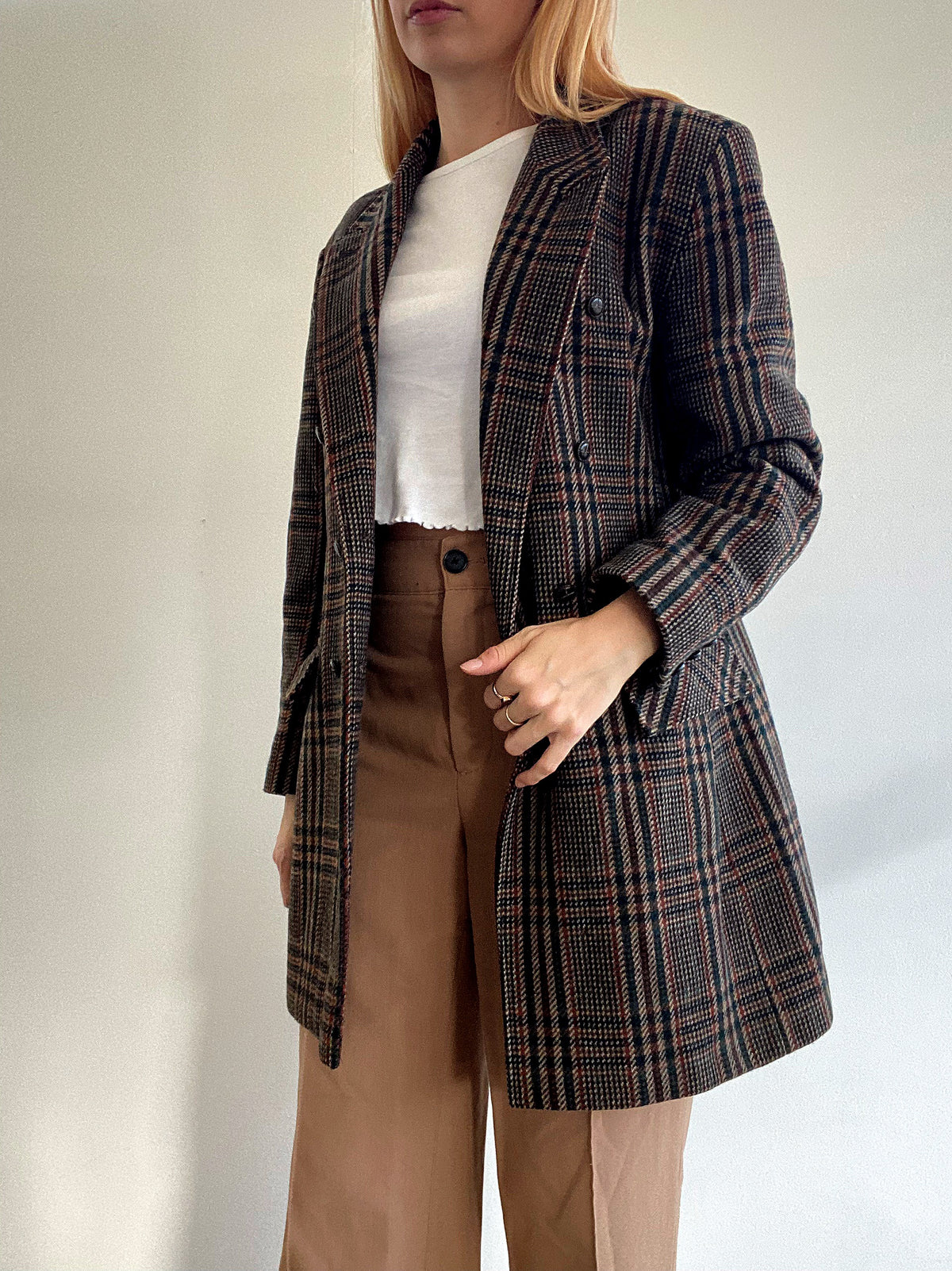Manteau vintage en laine marron XS