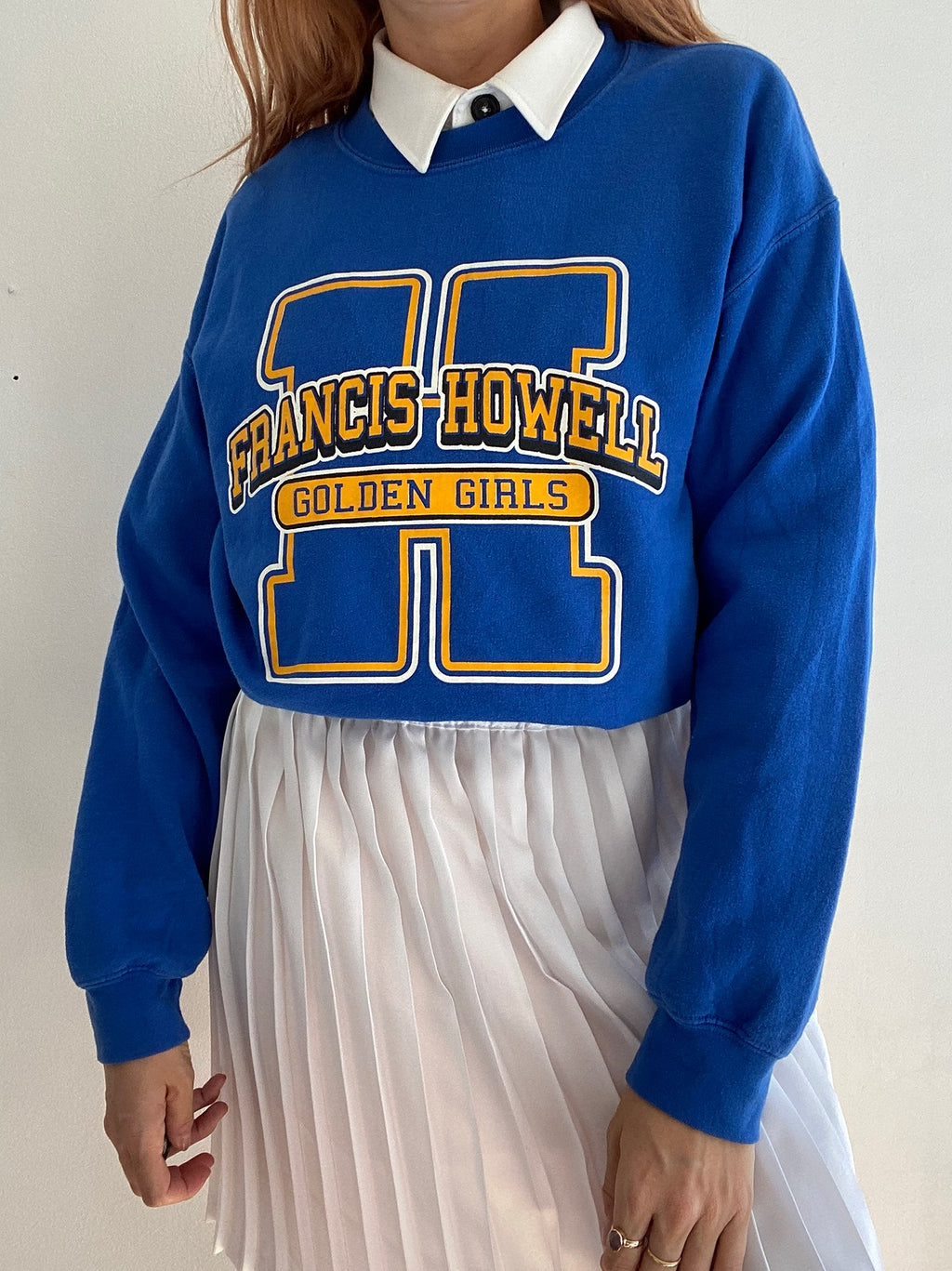 White and blue jacket with orange collar Adidas XL