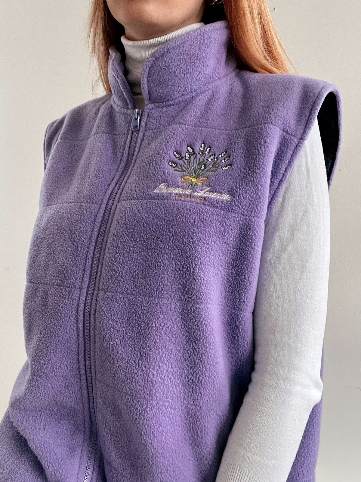 Gilet vintage sans manche polaire violet XL