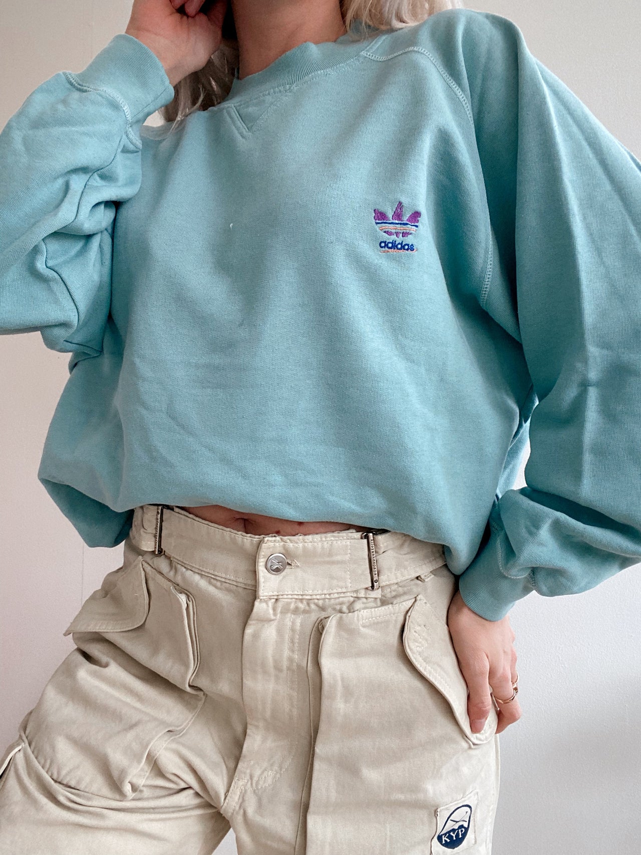 Pull vert d'eau vintage Adidas  M