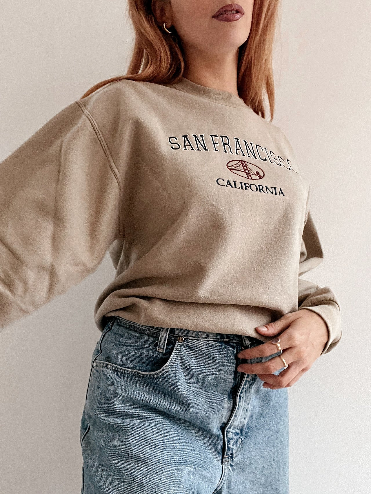 Pull vintage américain beige S