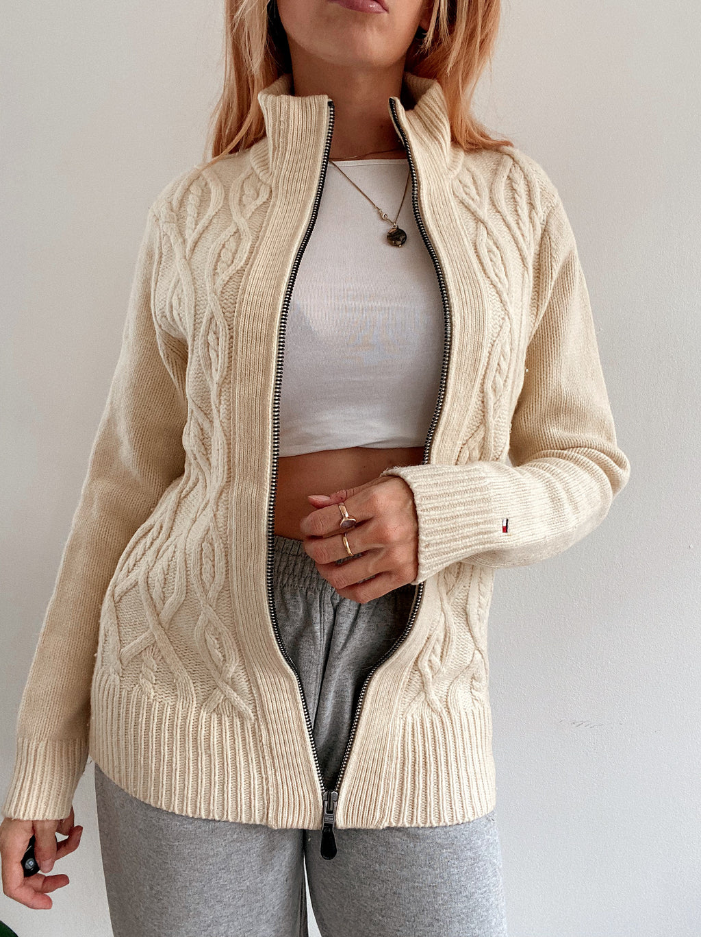 Jacket en laine  blanc cassé Tommy Hilfiger L