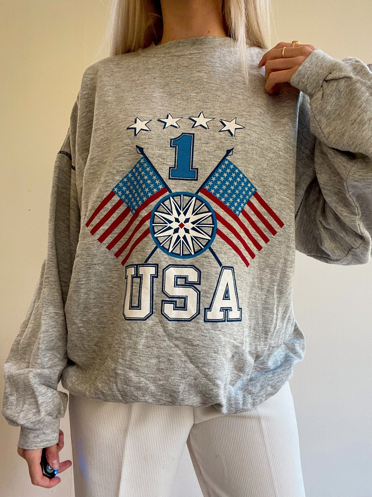 Pull USA vintage gris L/XL