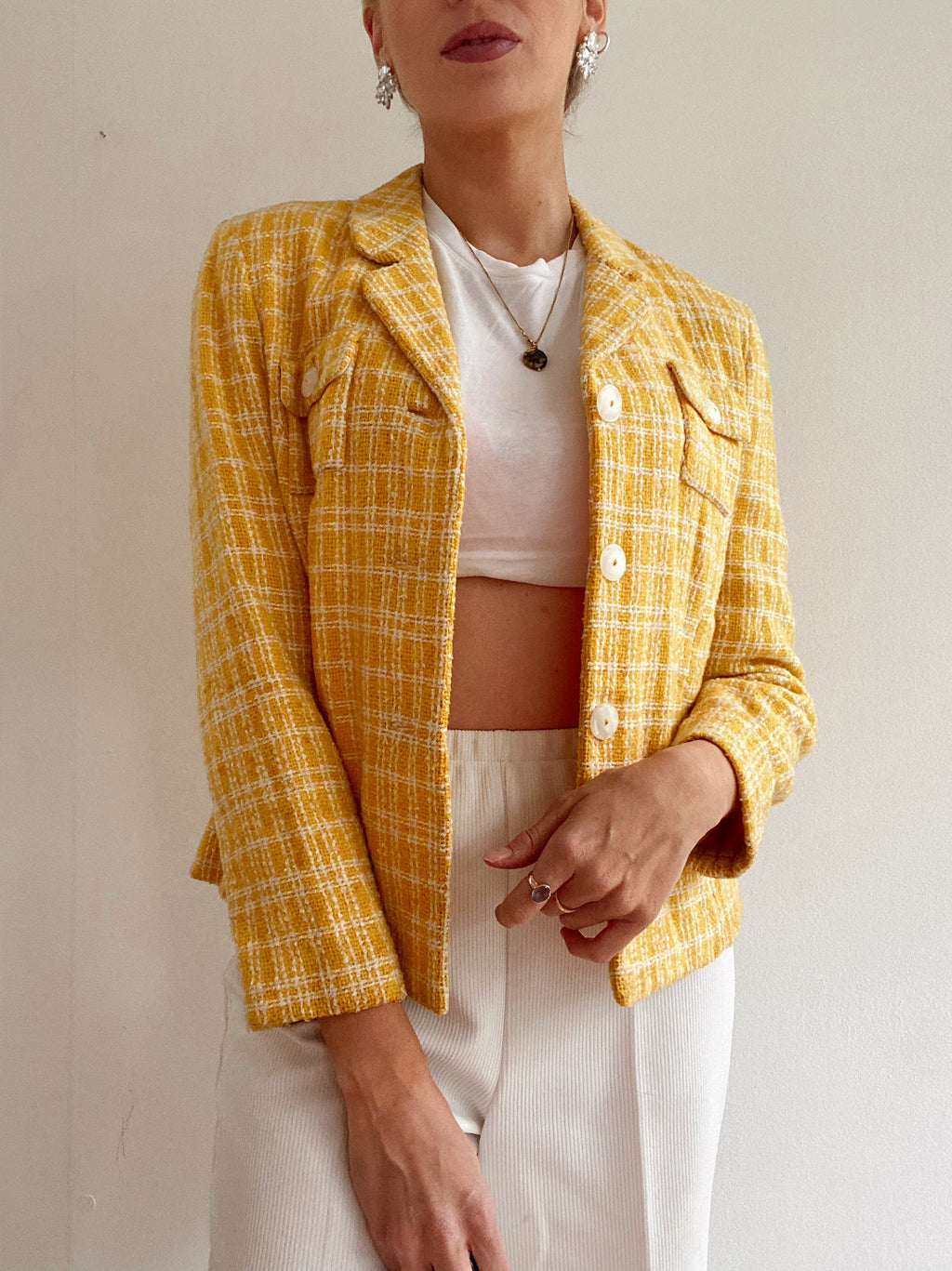 White and blue jacket with orange collar Adidas XL