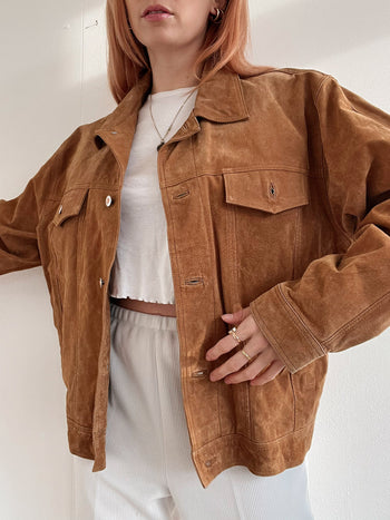 Veste en daim camel oversized M/L