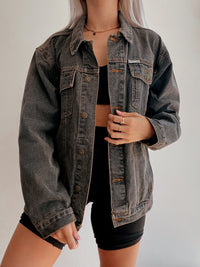 Veste en jeans vintage grise/brune délavée