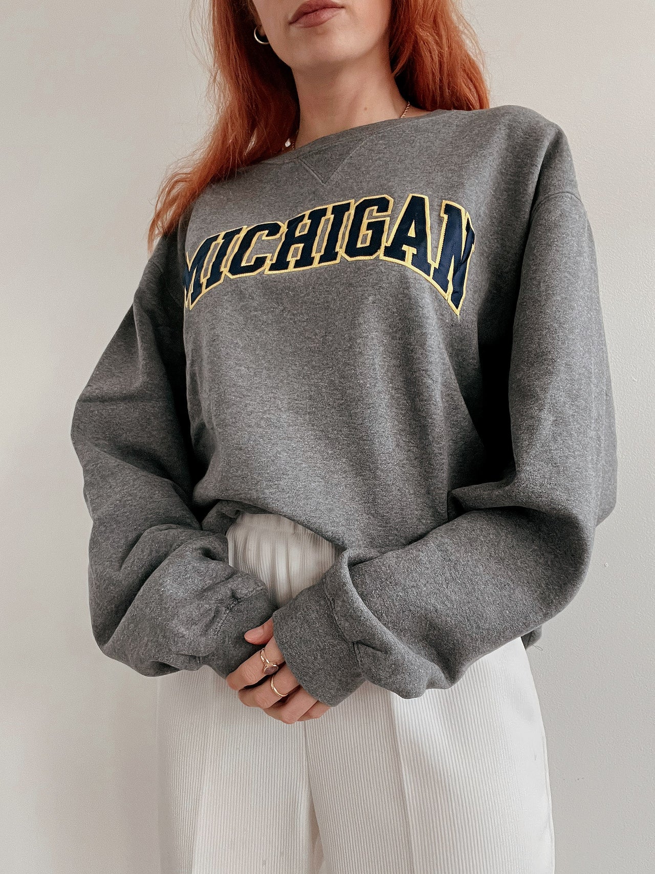 Pull vintage américain gris foncé Michigan XL