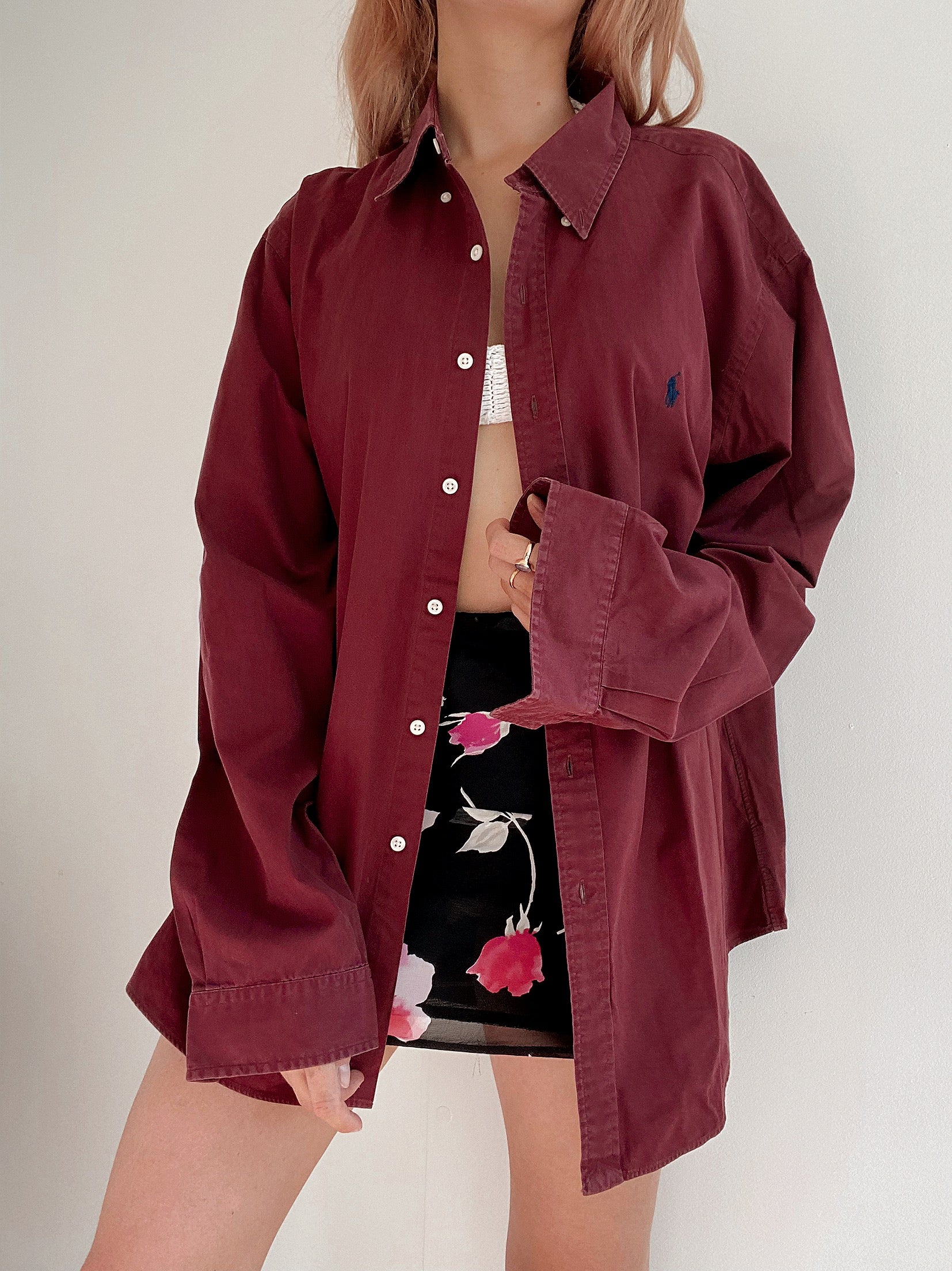 Chemise vintage Ralph Lauren bordeaux XXL