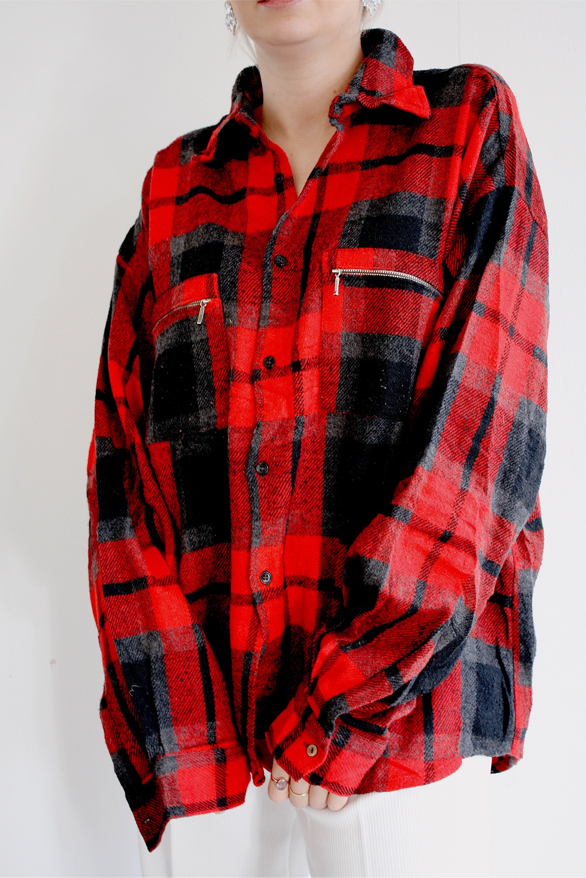 Chemise Vintage à carreaux rouges et noirs  L