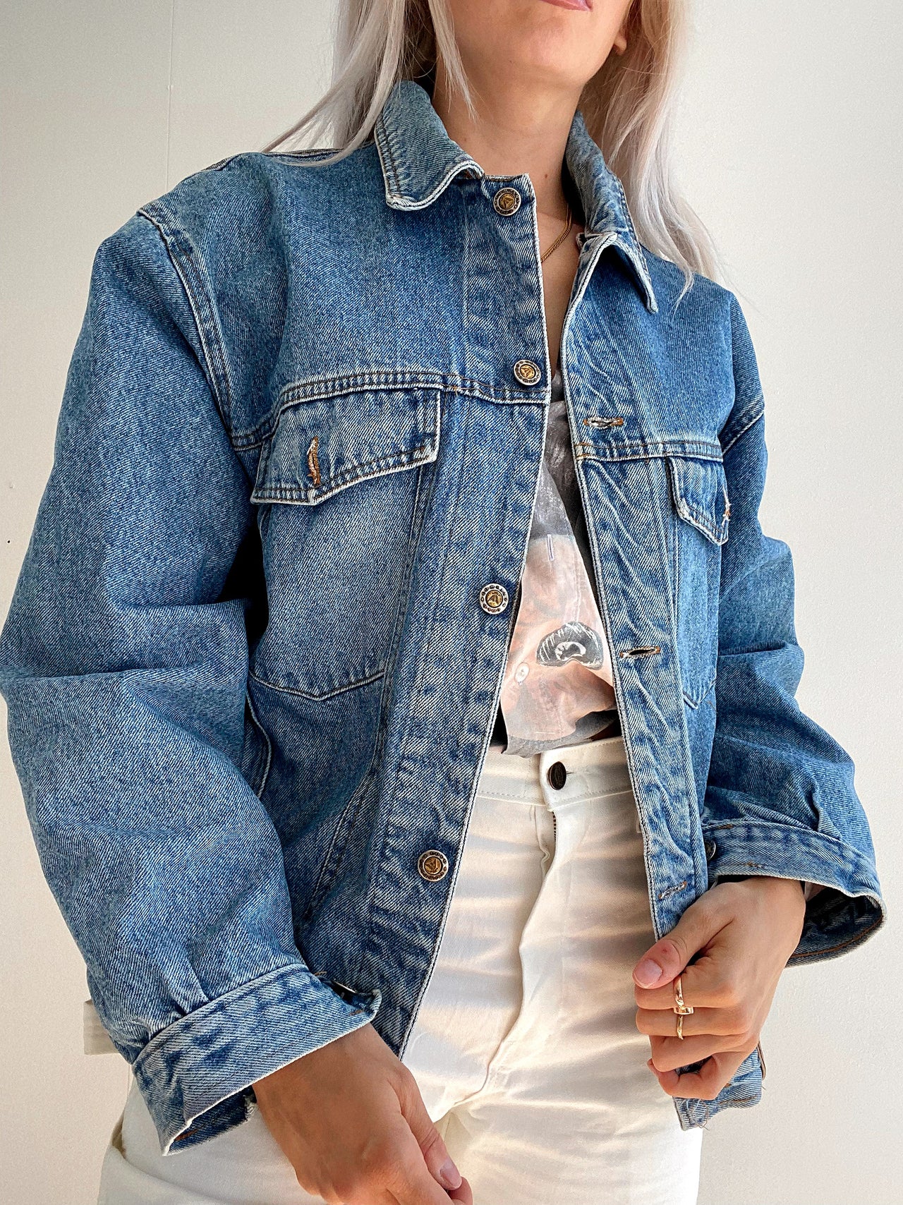 Veste en jeans vintage bleue S