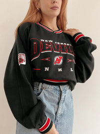 Pull vintage américain noir et rouge Lee XXL