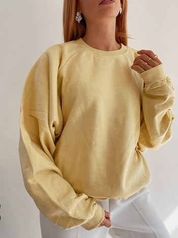 Pull vintage jaune uni L/XL