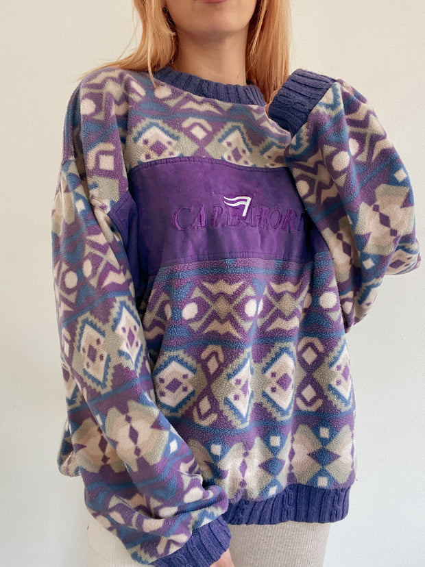 Polaire vintage violette à motifs XL