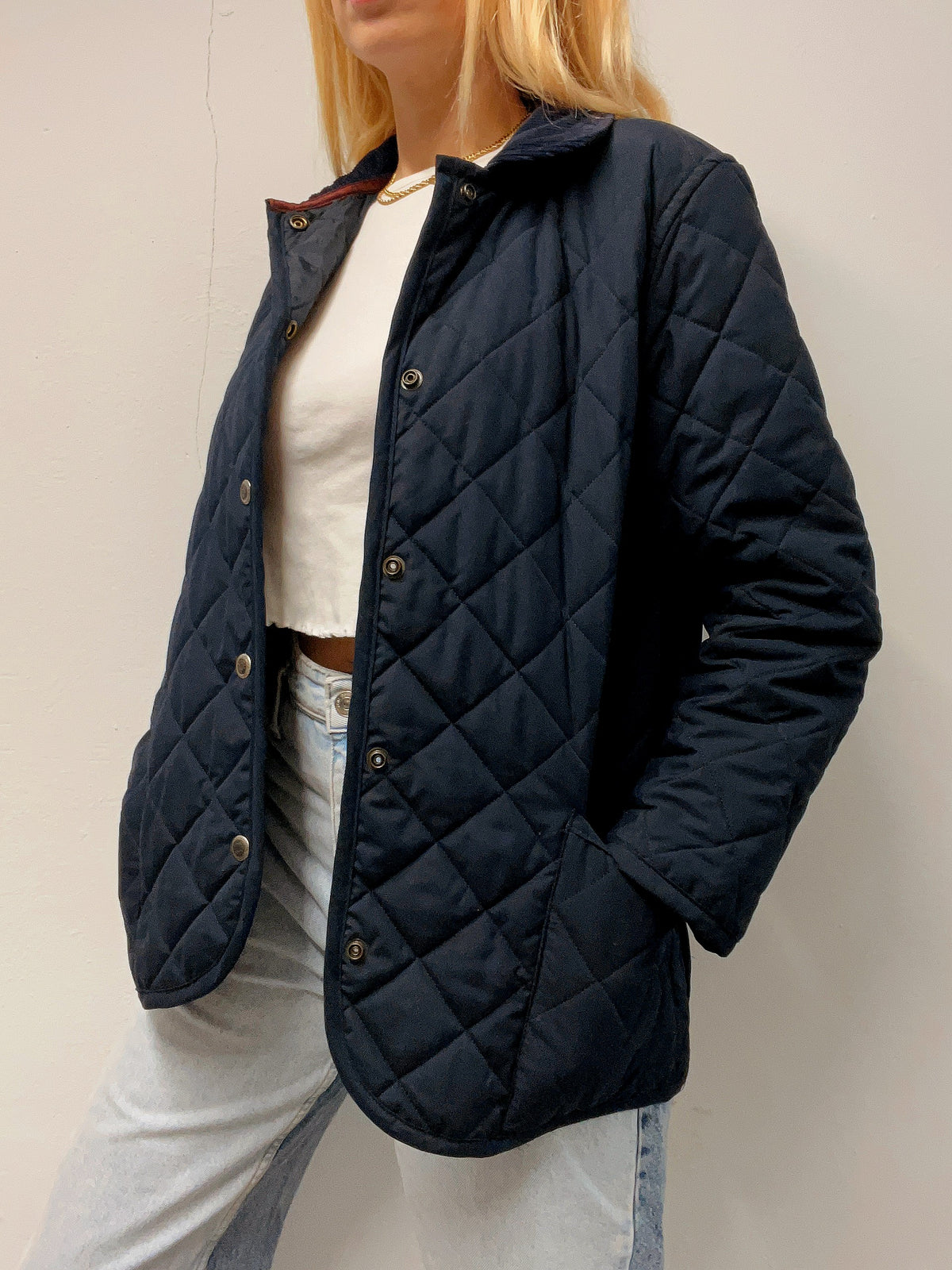 White and blue jacket with orange collar Adidas XL