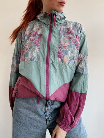 Veste de jogging vintage verte et violette L