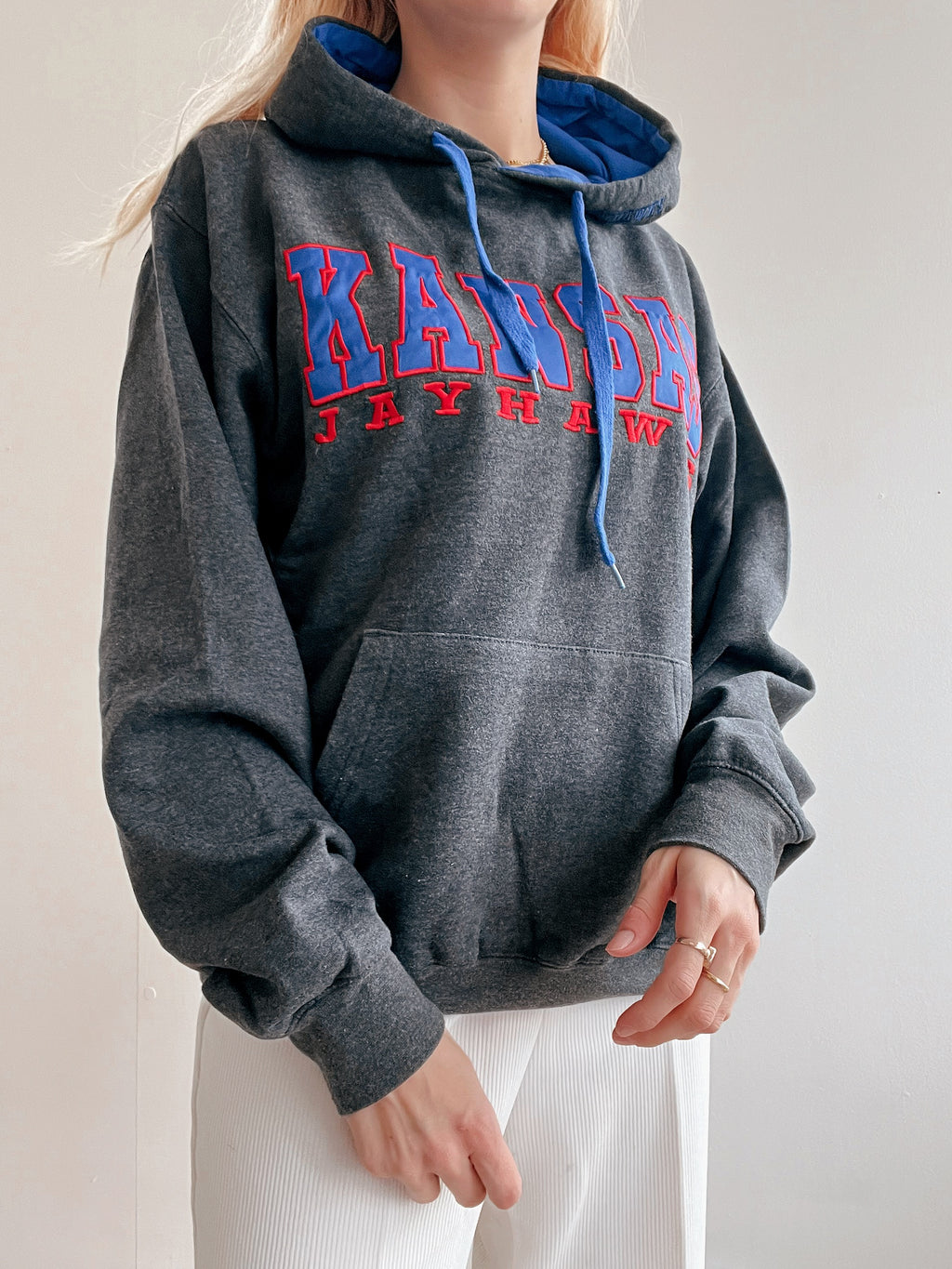 White and blue jacket with orange collar Adidas XL
