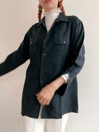 Chemise Vintage 80/90s noir/gris en soie M