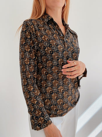 Chemise/pull Vintage 70s brune S