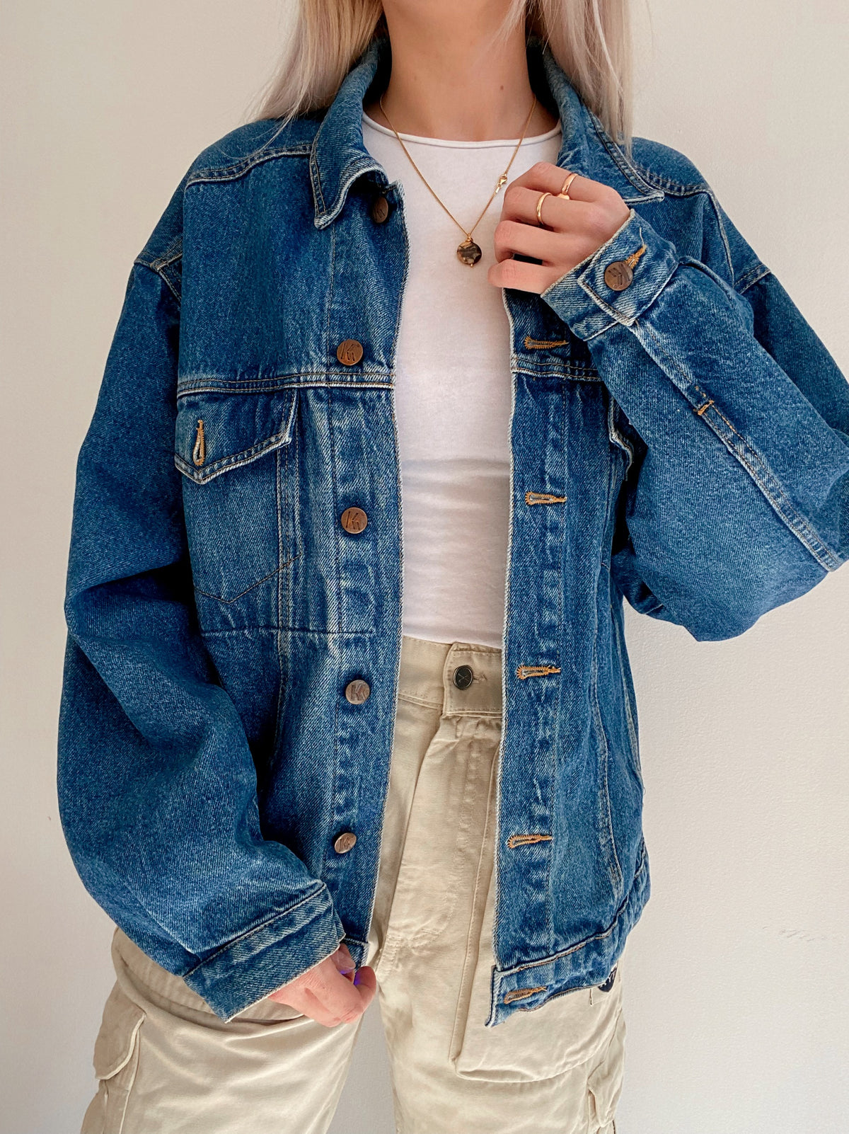 Veste en jeans vintage bleue foncée M