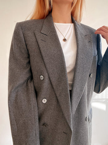 Veste Blazer oversized vintage carreaux gris Cerruti