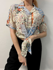 Chemise Vintage 80/90s à motifs pastel M