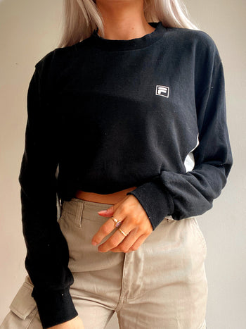 Pull vintage noir/gris/jaune Fila L