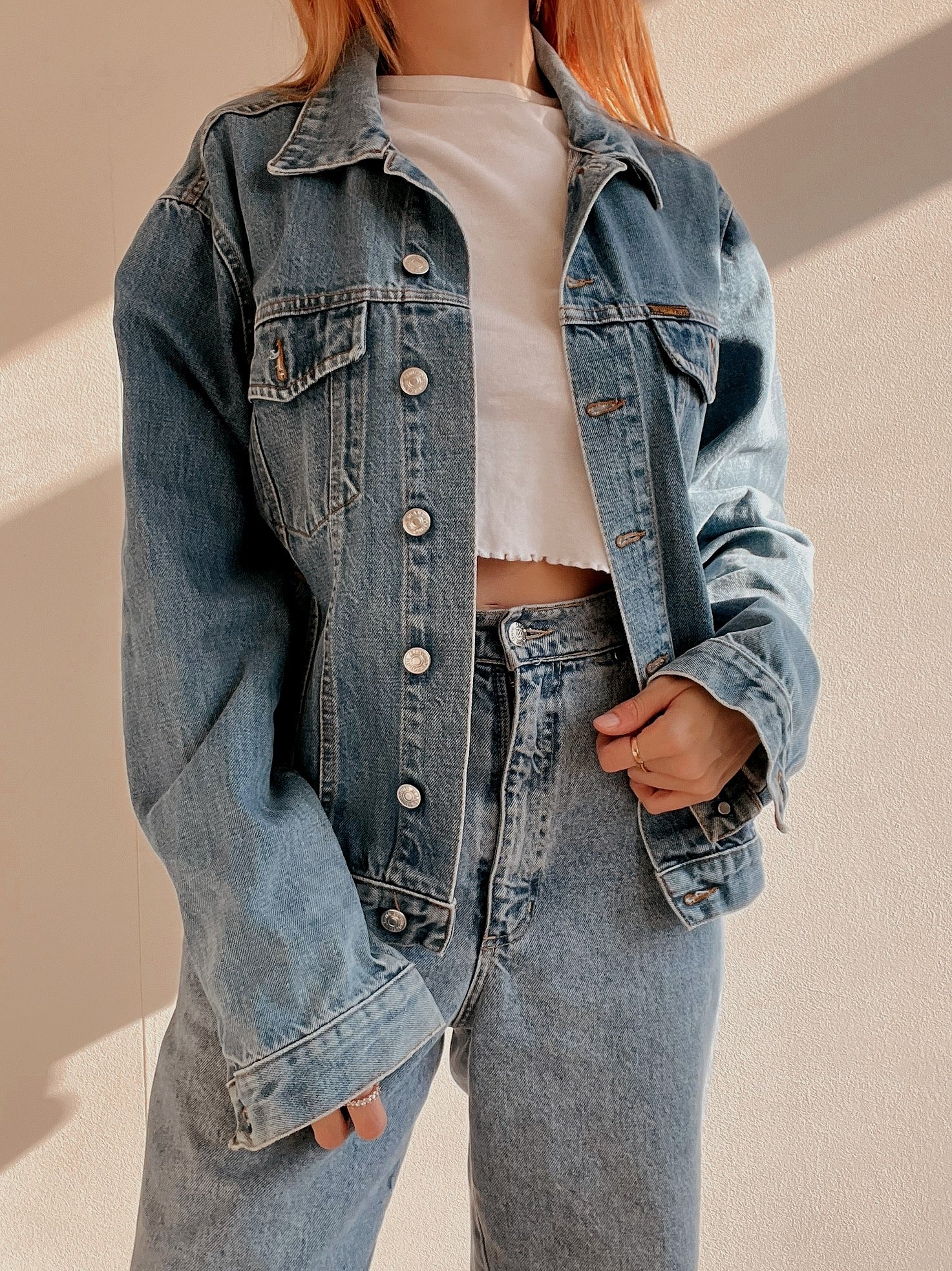 Veste en jeans vintage bleue claire M