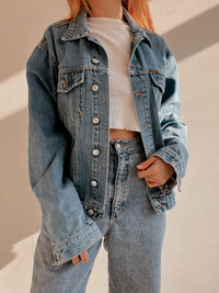 Veste en jeans vintage bleue claire M