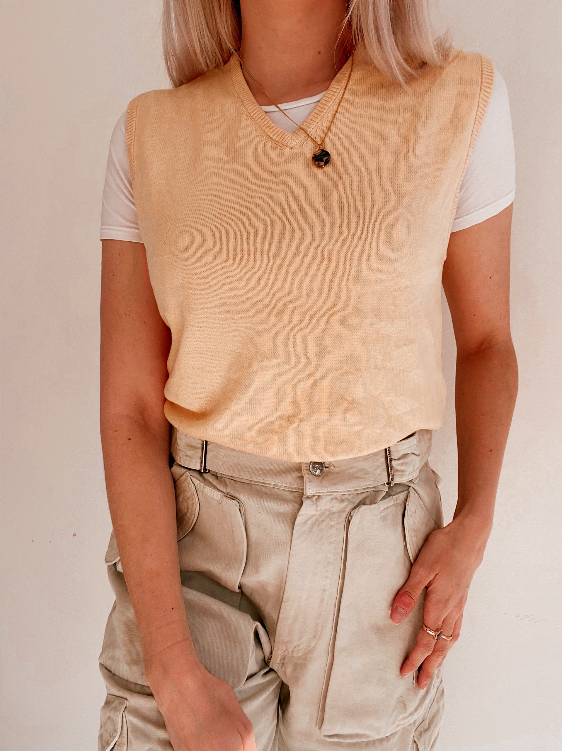 Gilet vintage jaune clair M