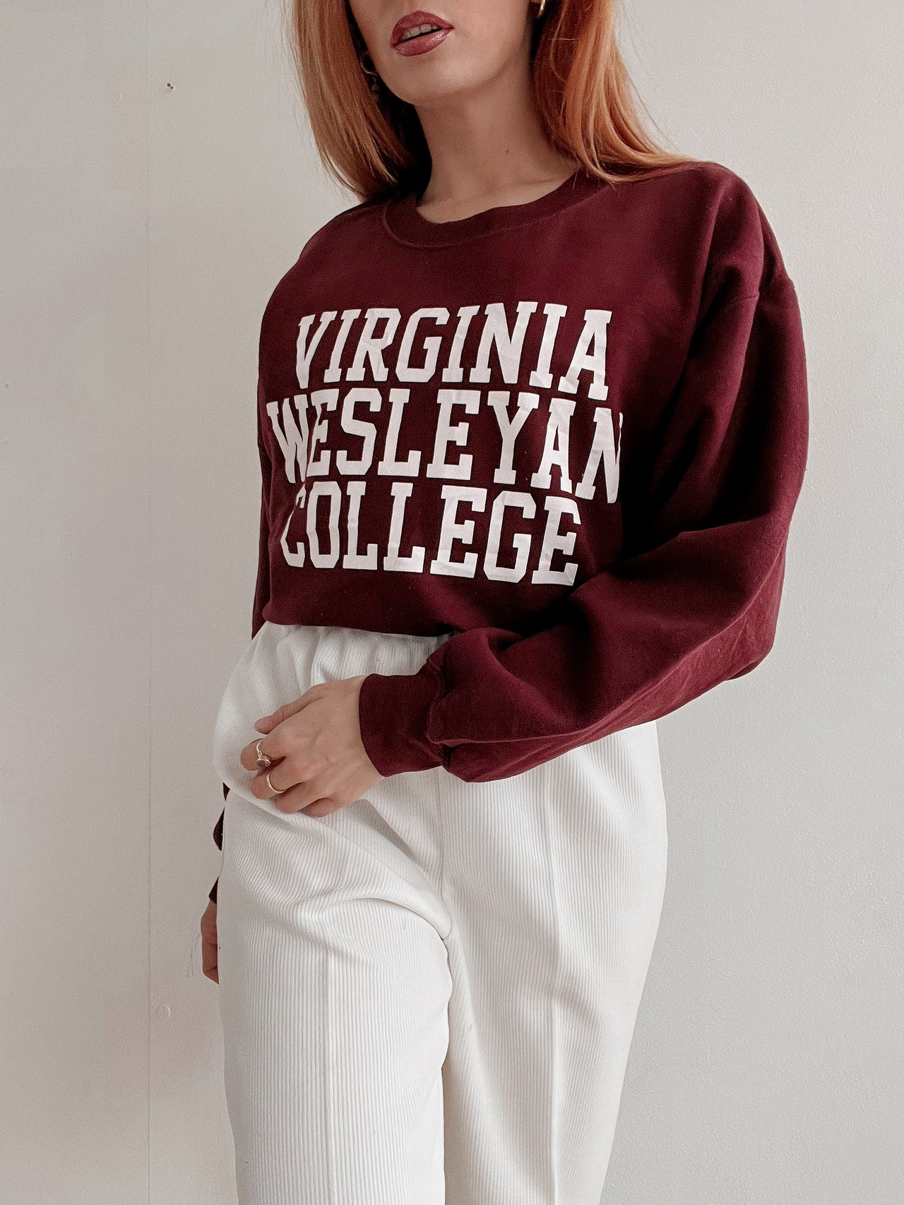 Pull vintage américain rouge Bordeaux L