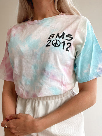 T-shirt vintage blanc bleu rose tie and dye M