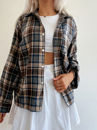 Chemise Vintage à carreaux brune S
