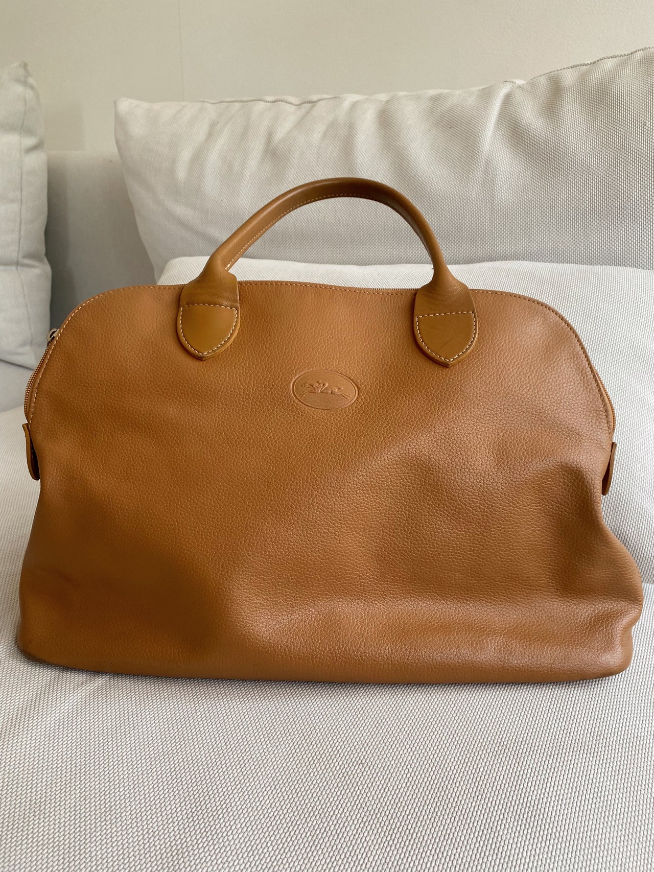 Sac à main en cuir beige/camel Longchamp