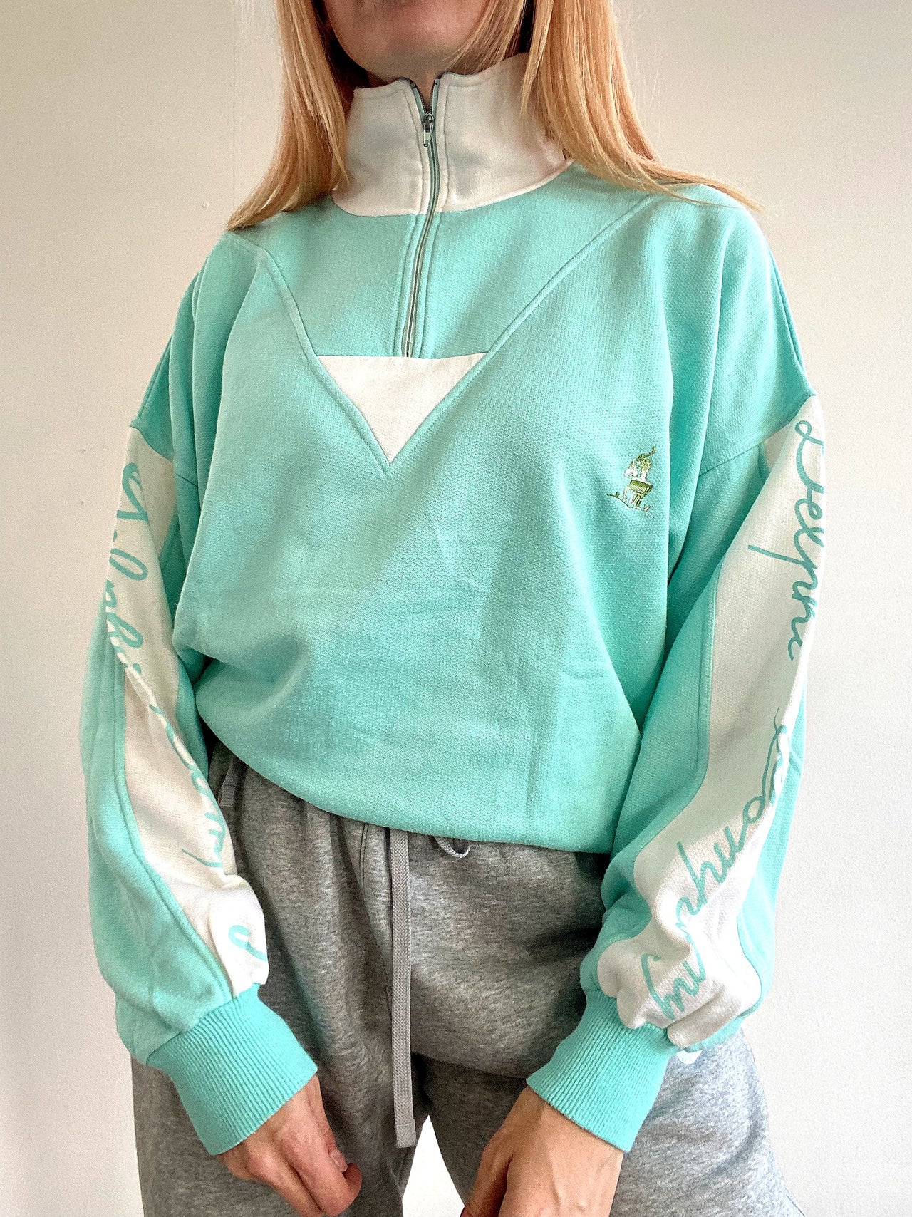 Pull vintage vert d’eau  M