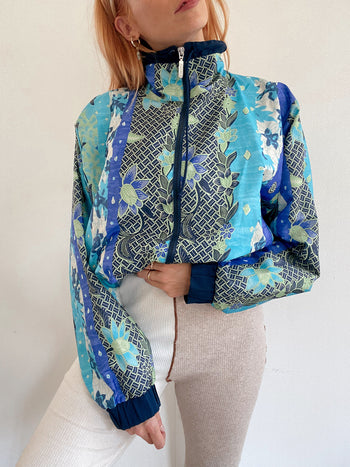 Veste de jogging vintage bleue et verte L