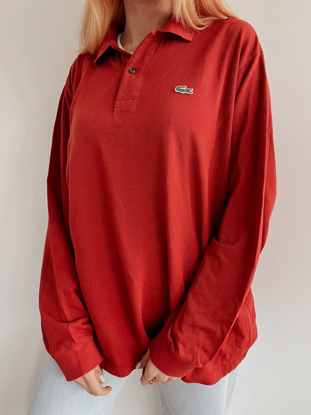 Polo à manches longues Lacoste terracotta L