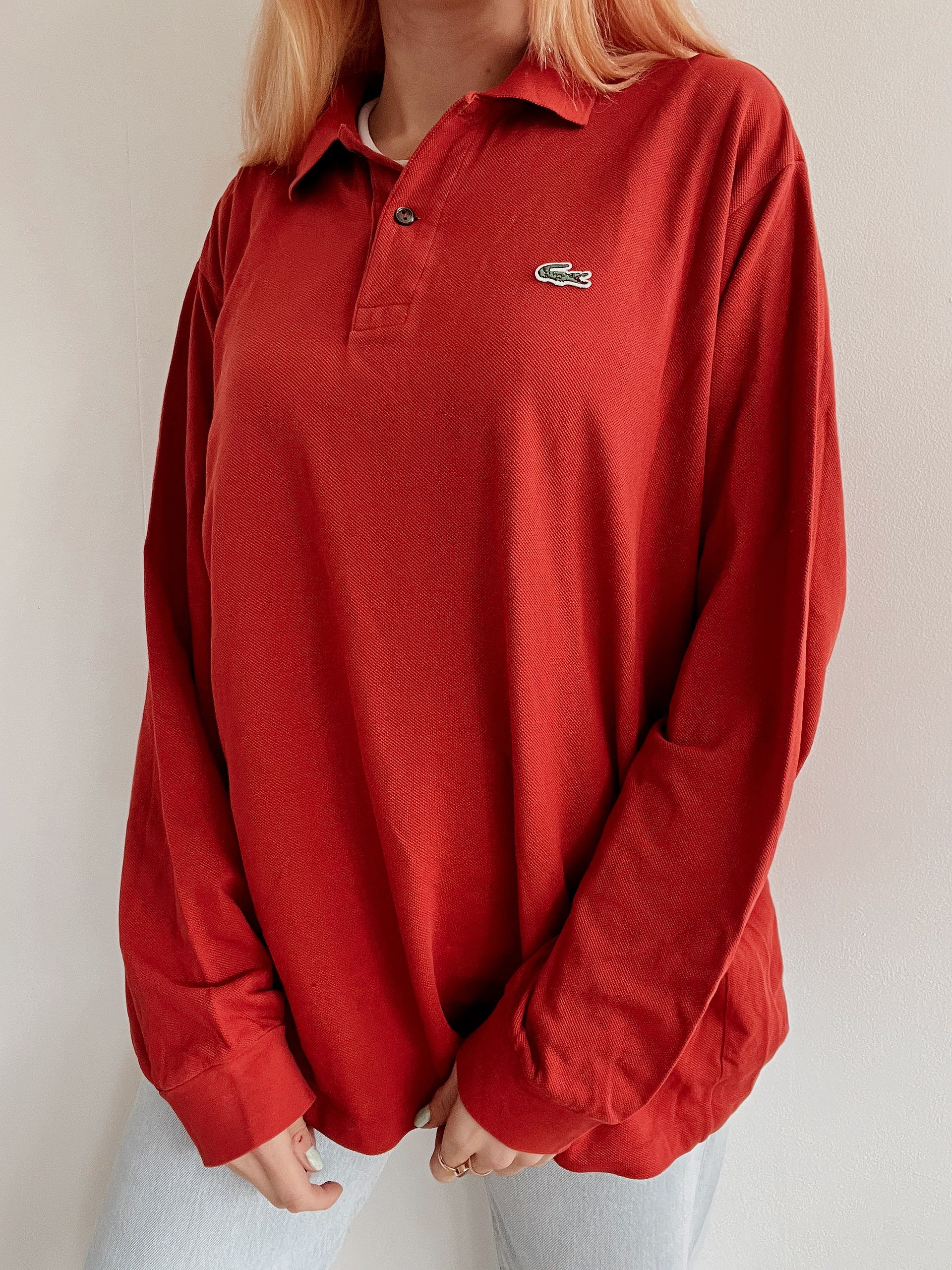 Polo à manches longues Lacoste terracotta L