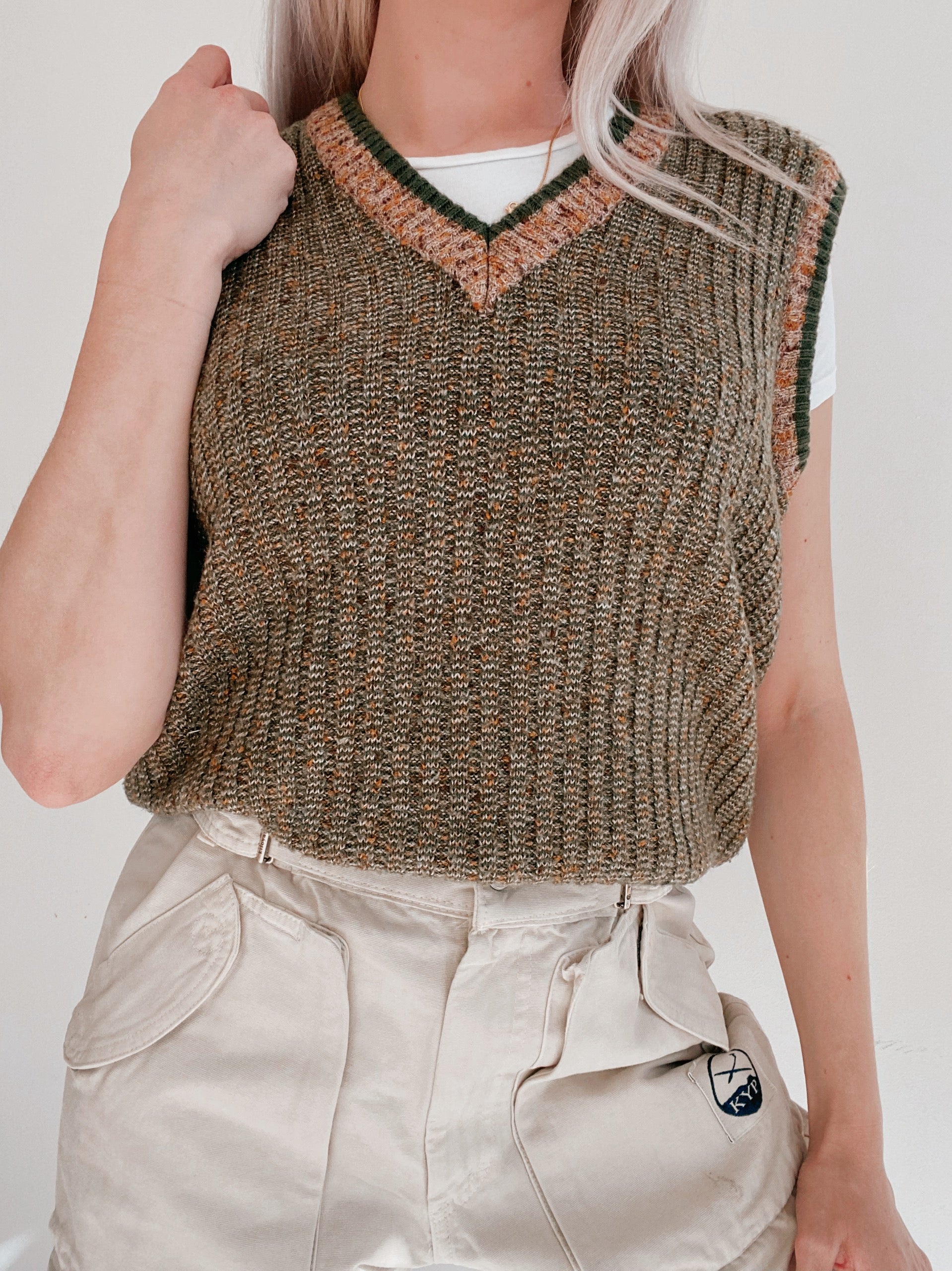 Gilet en laine vert khaki S