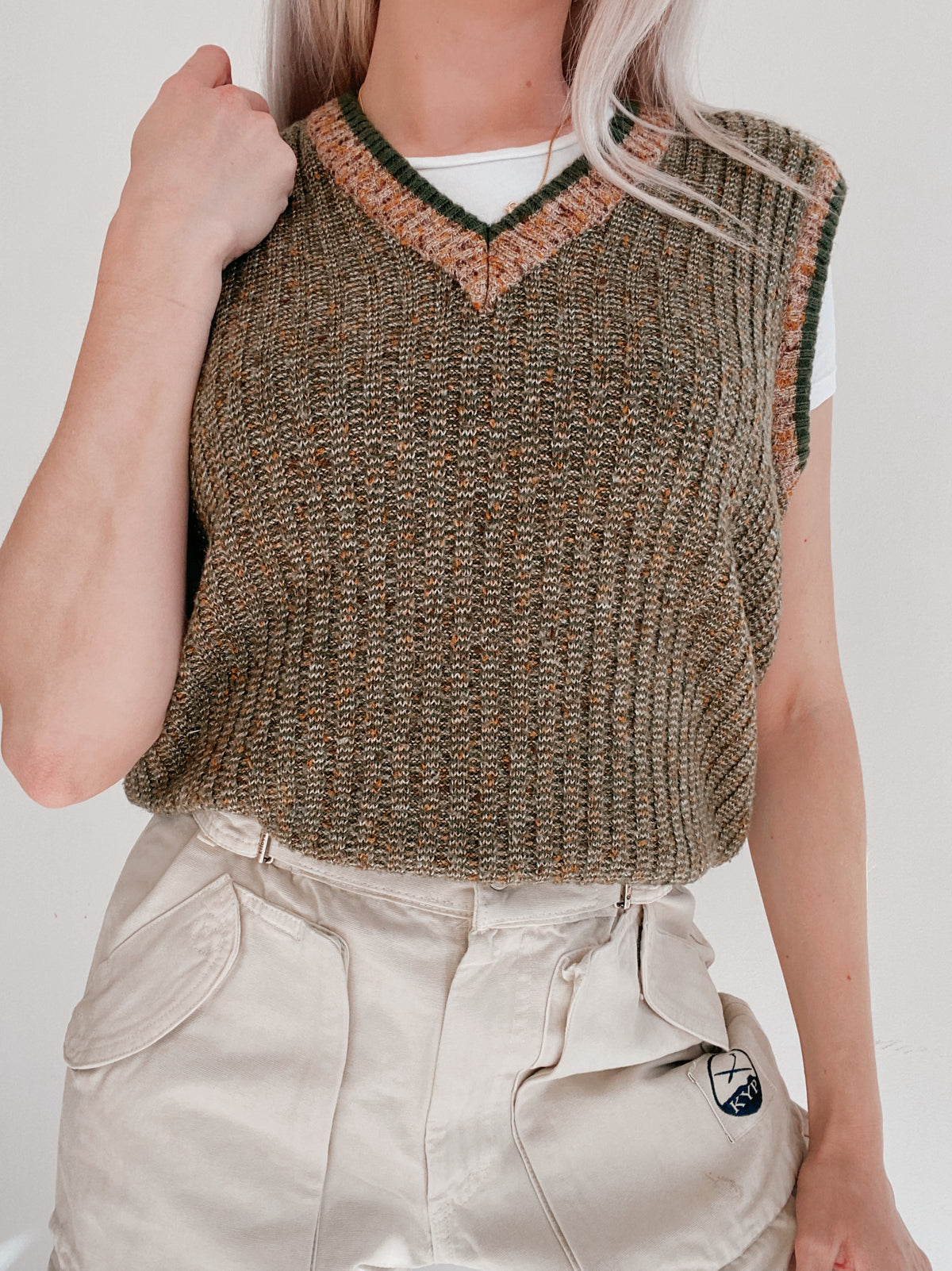 Gilet en laine vert khaki S