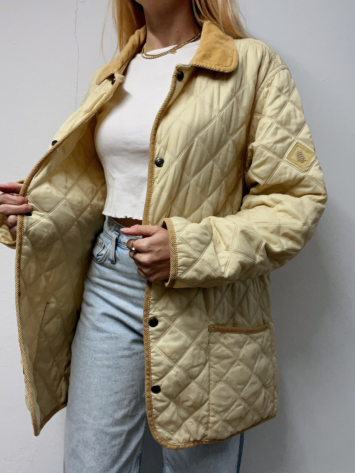 White and blue jacket with orange collar Adidas XL